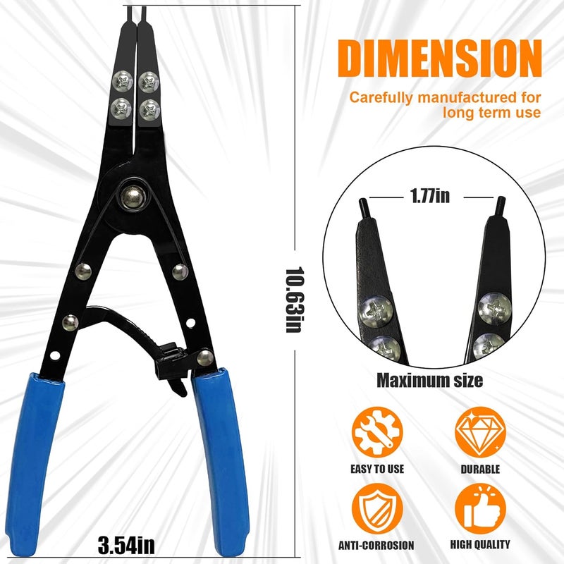 Guweta 38700 Snap Ring Pliers Internal External 10" Large Heavy Duty Ratchet Locking Design Anti-slip Circlip Pliers Blue Automotive Removal Tool Kit Compatible with Ford Super Duty Pickups 2007 and Newer - Image 3
